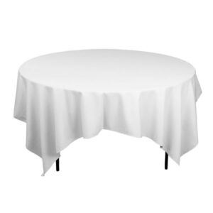 Nappe carrée blanche pour table ronde